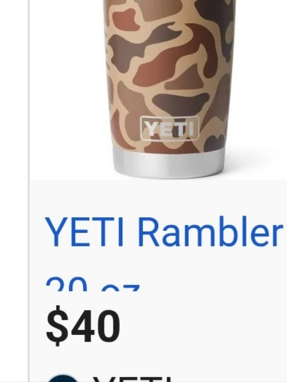 YETI 20oz Rambler Tumbler - Camo Print - Picture 8 of 8